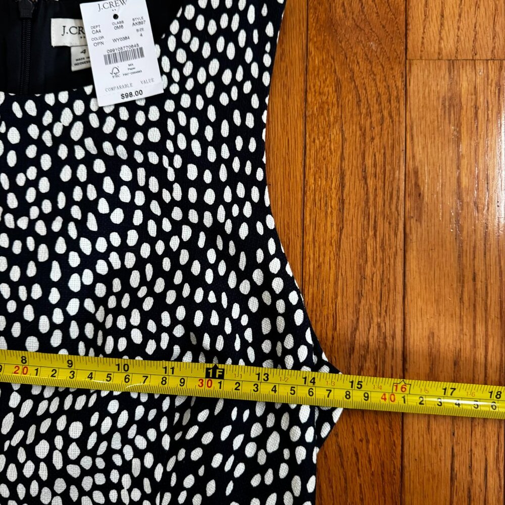 J. Crew Black and White Polka Dot Basketweave Cotton Sheath Dress NWT - Size 4 - Picture 8 of 10